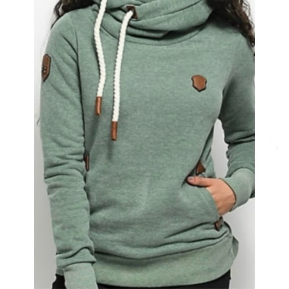 Naketano Women's Sage Green Hoodie with Rope Drawstrings